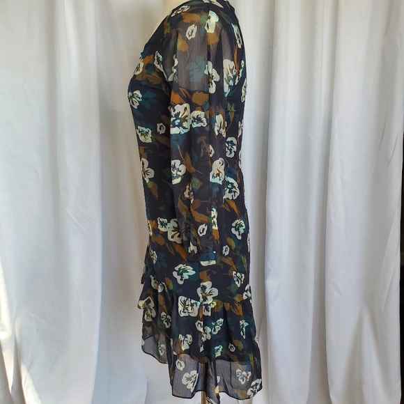 CAbi Pirouette Floral Semi Sheer Long Sleeve Tiered Dress Style 3460 Size XS - Picture 6 of 12